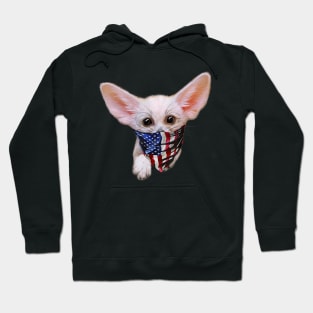 Patriot Fennec Fox Puppy in USA America Bandana Hoodie